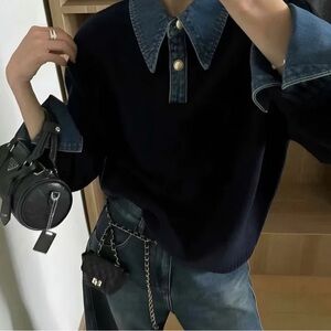 Commense 2 in 1 Panel Lapel Sweater brown xs